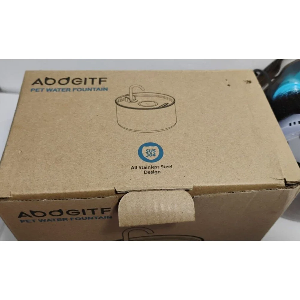 AOOGITF Stainless Steel Pet Water Fountain Dog Cat Plus Extra Filters